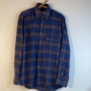 Classic Blue and Orange Plaid Men's Shirt